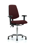 Fabric Chair Chrome - Medium Bench Height with Medium Back, Seat Tilt, Adjustable Arms, & Stationary Glides in Burgundy Fabric FMBCH-MB-CR-T1-A1-NF-RG-F41
