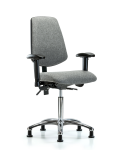 Fabric Chair Chrome - Medium Bench Height with Medium Back, Seat Tilt, Adjustable Arms, & Stationary Glides in Gray Fabric FMBCH-MB-CR-T1-A1-NF-RG-F44