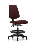 Fabric Chair - Medium Bench Height with Medium Back, Black Foot Ring, & Stationary Glides in Burgundy Fabric FMBCH-MB-RG-T0-A0-BF-RG-F41