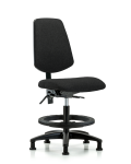 Fabric Chair - Medium Bench Height with Medium Back, Black Foot Ring, & Stationary Glides in Black Fabric FMBCH-MB-RG-T0-A0-BF-RG-F42