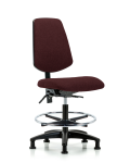 Fabric Chair - Medium Bench Height with Medium Back, Chrome Foot Ring, & Stationary Glides in Burgundy Fabric FMBCH-MB-RG-T0-A0-CF-RG-F41