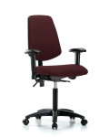 Fabric Chair - Medium Bench Height with Medium Back, Adjustable Arms, & Casters in Burgundy Fabric FMBCH-MB-RG-T0-A1-NF-RC-F41