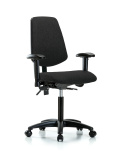 Fabric Chair - Medium Bench Height with Medium Back, Adjustable Arms, & Casters in Black Fabric FMBCH-MB-RG-T0-A1-NF-RC-F42
