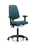 Fabric Chair - Medium Bench Height with Medium Back, Adjustable Arms, & Casters in Blue Fabric FMBCH-MB-RG-T0-A1-NF-RC-F43
