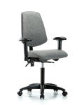 Fabric Chair - Medium Bench Height with Medium Back, Adjustable Arms, & Casters in Gray Fabric FMBCH-MB-RG-T0-A1-NF-RC-F44
