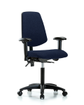 Fabric Chair - Medium Bench Height with Medium Back, Adjustable Arms, & Casters in Navy Fabric FMBCH-MB-RG-T0-A1-NF-RC-F45