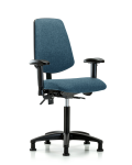 Fabric Chair - Medium Bench Height with Medium Back, Adjustable Arms, & Stationary Glides in Blue Fabric FMBCH-MB-RG-T0-A1-NF-RG-F43
