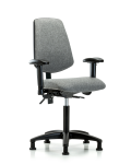Fabric Chair - Medium Bench Height with Medium Back, Adjustable Arms, & Stationary Glides in Gray Fabric FMBCH-MB-RG-T0-A1-NF-RG-F44