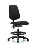 Fabric Chair - Medium Bench Height with Medium Back, Seat Tilt, Black Foot Ring, & Casters in Black Fabric FMBCH-MB-RG-T1-A0-BF-RC-F42