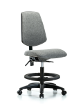 Fabric Chair - Medium Bench Height with Medium Back, Seat Tilt, Black Foot Ring, & Casters in Gray Fabric FMBCH-MB-RG-T1-A0-BF-RC-F44