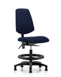 Fabric Chair - Medium Bench Height with Medium Back, Seat Tilt, Black Foot Ring, & Stationary Glides in Navy Fabric FMBCH-MB-RG-T1-A0-BF-RG-F45