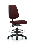 Fabric Chair - Medium Bench Height with Medium Back, Seat Tilt, Chrome Foot Ring, & Casters in Burgundy Fabric FMBCH-MB-RG-T1-A0-CF-RC-F41