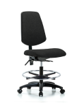 Fabric Chair - Medium Bench Height with Medium Back, Seat Tilt, Chrome Foot Ring, & Casters in Black Fabric FMBCH-MB-RG-T1-A0-CF-RC-F42