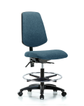 Fabric Chair - Medium Bench Height with Medium Back, Seat Tilt, Chrome Foot Ring, & Casters in Blue Fabric FMBCH-MB-RG-T1-A0-CF-RC-F43