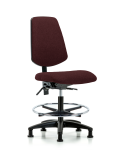 Fabric Chair - Medium Bench Height with Medium Back, Seat Tilt, Chrome Foot Ring, & Stationary Glides in Burgundy Fabric FMBCH-MB-RG-T1-A0-CF-RG-F41
