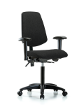 Fabric Chair - Medium Bench Height with Medium Back, Seat Tilt, Adjustable Arms, & Casters in Black Fabric FMBCH-MB-RG-T1-A1-NF-RC-F42