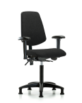 Fabric Chair - Medium Bench Height with Medium Back, Seat Tilt, Adjustable Arms, & Stationary Glides in Black Fabric FMBCH-MB-RG-T1-A1-NF-RG-F42