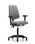 Fabric Chair - Medium Bench Height with Medium Back, Seat Tilt, Adjustable Arms, & Stationary Glides in Gray Fabric FMBCH-MB-RG-T1-A1-NF-RG-F44