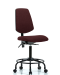 Fabric Chair - Medium Bench Height with Round Tube Base, Medium Back, & Casters in Burgundy Fabric FMBCH-MB-RT-T0-A0-RC-F41