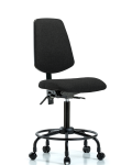 Fabric Chair - Medium Bench Height with Round Tube Base, Medium Back, & Casters in Black Fabric FMBCH-MB-RT-T0-A0-RC-F42