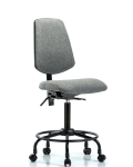 Fabric Chair - Medium Bench Height with Round Tube Base, Medium Back, & Casters in Gray Fabric FMBCH-MB-RT-T0-A0-RC-F44