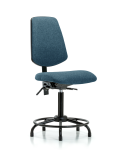 Fabric Chair - Medium Bench Height with Round Tube Base, Medium Back, & Stationary Glides in Blue Fabric FMBCH-MB-RT-T0-A0-RG-F43