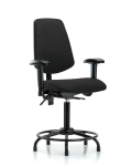 Fabric Chair - Medium Bench Height with Round Tube Base, Medium Back, Adjustable Arms, & Stationary Glides in Black Fabric FMBCH-MB-RT-T0-A1-RG-F42