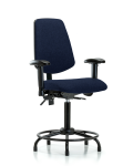Fabric Chair - Medium Bench Height with Round Tube Base, Medium Back, Adjustable Arms, & Stationary Glides in Navy Fabric FMBCH-MB-RT-T0-A1-RG-F45