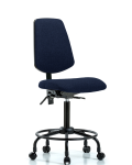 Fabric Chair - Medium Bench Height with Round Tube Base, Medium Back, Seat Tilt, & Casters in Navy Fabric FMBCH-MB-RT-T1-A0-RC-F45
