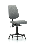 Fabric Chair - Medium Bench Height with Round Tube Base, Medium Back, Seat Tilt, & Stationary Glides in Gray Fabric FMBCH-MB-RT-T1-A0-RG-F44