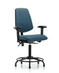 Fabric Chair - Medium Bench Height with Round Tube Base, Medium Back, Seat Tilt, Adjustable Arms, & Stationary Glides in Blue Fabric FMBCH-MB-RT-T1-A1-RG-F43