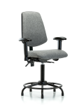 Fabric Chair - Medium Bench Height with Round Tube Base, Medium Back, Seat Tilt, Adjustable Arms, & Stationary Glides in Gray Fabric FMBCH-MB-RT-T1-A1-RG-F44