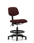 Fabric Chair - Medium Bench Height with Black Foot Ring & Stationary Glides in Burgundy Fabric FMBCH-RG-T0-A0-BF-RG-F41