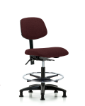 Fabric Chair - Medium Bench Height with Chrome Foot Ring & Stationary Glides in Burgundy Fabric FMBCH-RG-T0-A0-CF-RG-F41