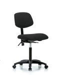 Fabric Chair - Medium Bench Height with Casters in Black Fabric FMBCH-RG-T0-A0-NF-RC-F42
