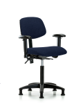 Fabric Chair - Medium Bench Height with Adjustable Arms, Chrome Foot Ring, & Stationary Glides in Navy Fabric FMBCH-RG-T0-A1-NF-RG-F45