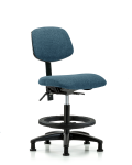 Fabric Chair - Medium Bench Height with Seat Tilt, Black Foot Ring, & Stationary Glides in Blue Fabric FMBCH-RG-T1-A0-BF-RG-F43