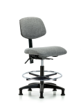 Fabric Chair - Medium Bench Height with Seat Tilt, Chrome Foot Ring, & Stationary Glides in Gray Fabric FMBCH-RG-T1-A0-CF-RG-F44