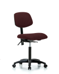 Fabric Chair - Medium Bench Height with Seat Tilt & Casters in Burgundy Fabric FMBCH-RG-T1-A0-NF-RC-F41