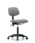 Fabric Chair - Medium Bench Height with Seat Tilt & Casters in Gray Fabric FMBCH-RG-T1-A0-NF-RC-F44