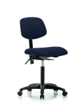 Fabric Chair - Medium Bench Height with Seat Tilt & Casters in Navy Fabric FMBCH-RG-T1-A0-NF-RC-F45