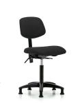 Fabric Chair - Medium Bench Height with Seat Tilt & Stationary Glides in Black Fabric FMBCH-RG-T1-A0-NF-RG-F42
