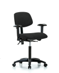 Fabric Chair - Medium Bench Height with Seat Tilt, Adjustable Arms, & Casters in Black Fabric FMBCH-RG-T1-A1-NF-RC-F42