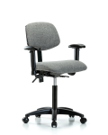Fabric Chair - Medium Bench Height with Seat Tilt, Adjustable Arms, & Casters in Gray Fabric FMBCH-RG-T1-A1-NF-RC-F44