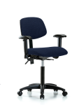 Fabric Chair - Medium Bench Height with Seat Tilt, Adjustable Arms, & Casters in Navy Fabric FMBCH-RG-T1-A1-NF-RC-F45