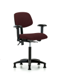 Fabric Chair - Medium Bench Height with Seat Tilt, Adjustable Arms, & Stationary Glides in Burgundy Fabric FMBCH-RG-T1-A1-NF-RG-F41
