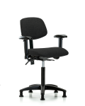 Fabric Chair - Medium Bench Height with Seat Tilt, Adjustable Arms, & Stationary Glides in Black Fabric FMBCH-RG-T1-A1-NF-RG-F42