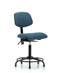 Fabric Chair - Medium Bench Height with Round Tube Base & Stationary Glides in Blue Fabric FMBCH-RT-T0-A0-RG-F43