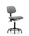 Fabric Chair - Medium Bench Height with Round Tube Base & Stationary Glides in Gray Fabric FMBCH-RT-T0-A0-RG-F44