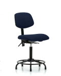 Fabric Chair - Medium Bench Height with Round Tube Base & Stationary Glides in Navy Fabric FMBCH-RT-T0-A0-RG-F45